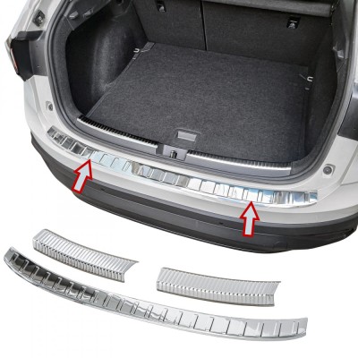 Set de 2 protectii bara spate si interior portbagaj crom premium pentru VW Taigo din 2021 foto