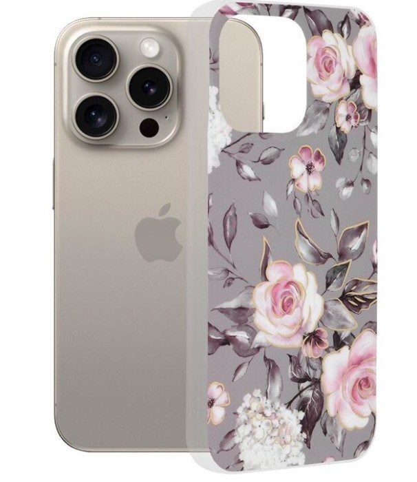 Husa iPhone 16 Techsuit Flori Gri