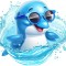 Sticker decorativ, Delfin, Albastru, 75 cm, 1352STK-2