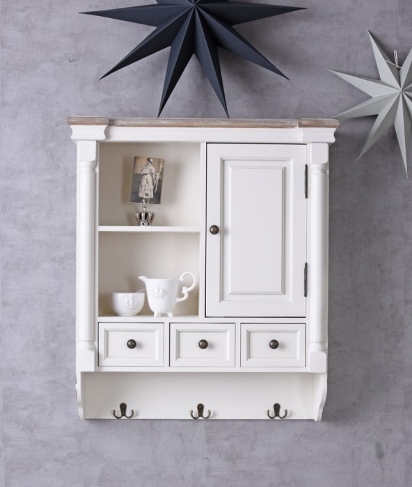 Bufet perete Shabby Chic alb HMB185