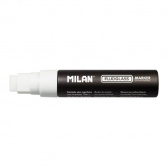 Marker Pentru Sticla MILAN Fluoglass Jumbo, Alb, Varf 8-15 mm, Marker, Marker Alb, Markere Albe, Marker cu Vopsea Alba, Marker Alb pentru Sticla, Mark