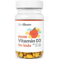 GymBeam Vitamin D3 for Kids tablete de supt pentru copii aroma Orange 74 g