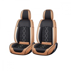 Huse auto premium 5 locuri Carguard Deluxe piele ecologica perforata si textil - maro caramel Best CarHome