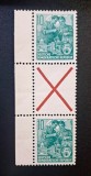 Germania de Est / DDR (1953&ndash;1955) - 10Pf Verde "Planul Cincianal" cu C&acirc;mp Central "X" Roșu de Carnetși Margine (MINT / Neștampilată) CLK1, Stampilat