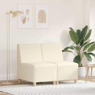 vidaXL Unitate Sofa Modulară Fără Brațe 2 pcs Crem 55 x 74 x 82 cm foto