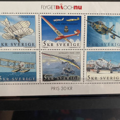 PC49 - Suedia 2001 Istoria Aviatiei, Bloc MNH, 6v