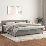 VidaXL Pat box spring cu saltea, gri deschis, 200x200 cm, catifea