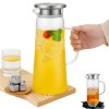 Carafa din sticla borosilicata 1,2 L Koken, Calitate Premium, capac din inox, pentru apa, sucuri, limonada, termorezistenta de la -20&deg;C pana la +150&deg;C
