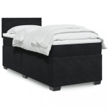 VidaXL Pat box spring cu saltea, negru, 90x200 cm, catifea 3286206