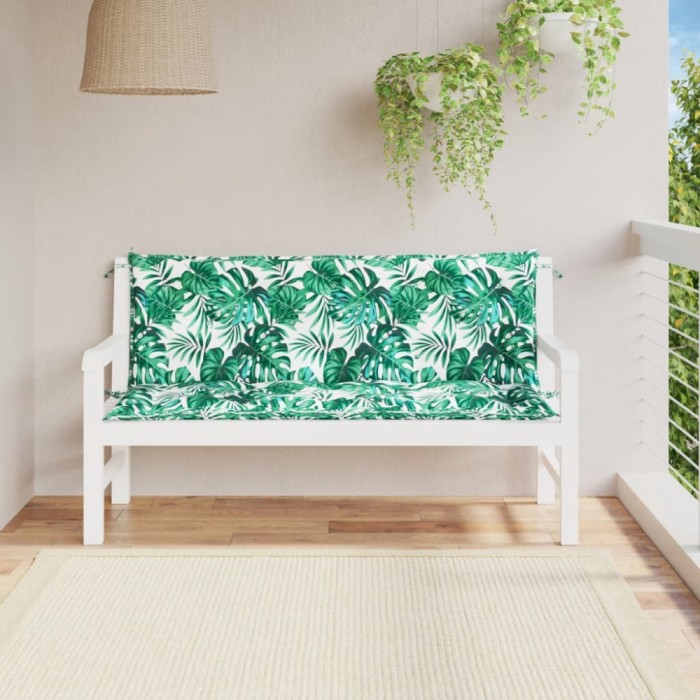 vidaXL Pernă bancă de grădină 2 buc., model frunze, 150x50x7cm, textil