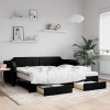 VidaXL Pat de zi cu extensie și sertare, negru, 90x190cm, textil 3197700