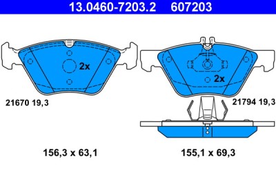 ATE 13.0460-7203.2 set placute frana,frana disc foto