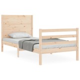 Cadru de pat cu tablie single, lemn masiv