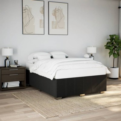 vidaXL Cadru de pat fără saltea, negru, 140x190 cm, textil 3284834 foto