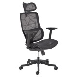 Scaun directorial HM Osvaldo, mesh, mecanism multiblock, cotiere ajustabile, suport lombar reglabil, 120 kg, negru