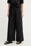 MAX&amp;Co. pantaloni de bumbac femei, culoarea negru, lat, high waist, 2516131094200