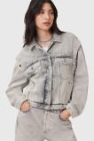AllSaints geacă de blugi din bumbac CHLO culoarea gri, de tranziție, oversize, W059OC