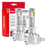 Becuri auto LED AMiO X2 H1 6500K Canbus, 12V DC, 72W, 7920 lm, CSP, IP67, pentru faruri cu lupa si reflector, alb rece, montaj Plug &amp;amp; Play