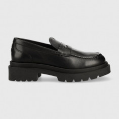 Gant mocasini de piele Folida femei, culoarea negru, cu platforma