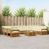 vidaXL Seturi de canapele 10 pcs Natural și Crem Lemn Solid de Acacia 3374155