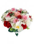 Buchet mediu personalizabil cu trandafiri, orhidee, hortensie si verdeata (Alb, Rosu, Roz), Eventissimi&reg;