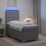 Cumpara ieftin Pat cu arcuri LED si saltea Gri deschis 80 x 200 cm Tesatura