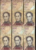 Set Venezuela 9 x 100 bolivares 2007 - 2015 ani/semnaturi diferite unele rare, America Centrala si de Sud