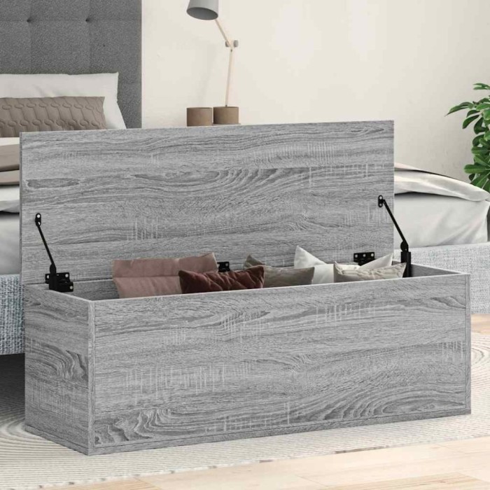 vidaXL Cutie de depozitare, gri sonoma, 102x35x35 cm, lemn prelucrat 840693