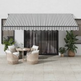 Copertina retractabila manual cu LED-uri antracit/alb 450x350cm GartenMobel Dekor, vidaXL