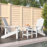 Scaune de grădină Adirondack cu masă, alb, HDPE