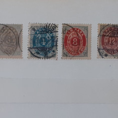Timbre Vechi Danemarca 1875 - 4 Valori Stampilate (VEZI DESCRIEREA)