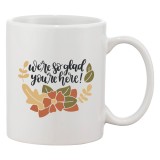 Cana alba personalizata &#039;We&#039;re so glad you&#039;re here!&#039;, INOVATIX&reg;. 330ml, Oem