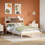 vidaXL Pat cu bibliotecă fără saltea, 135x190 cm, lemn masiv de pin 3322331