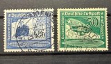 Deutsches Reich 1938 Seria Completă " 100 Jahre Graf Zeppelin" (25 Rpf Albastru &amp; 50 Rpf Verde, 2 Valori) ștampilată - CKL2
