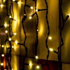 Perdea de lumini, 204 LED, alb cald, pt exterior, cu legare in serie