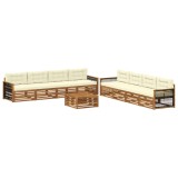 vidaXL Set de canapele de exterior cu pernă 9 pcs Natural și Crem 3383173