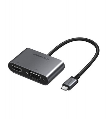 Convertor USB-C la HDMI si VGA (compatibil cu Thunderbolt 3 Port)-Culoare Negru foto