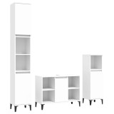 Cumpara ieftin Set mobilier de baie, 3 piese, alb, lemn compozit