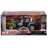 Set masina si motocicleta, Maisto, H-D Custom, 1948 Ford F1 Pick Up si 1948 FL Panhead, 1:24
