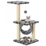 vidaXL Ansamblu pisici cu st&acirc;lpi funie sisal 65 cm imprimeu lăbuțe gri