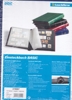 CLASOR TIMBRE 16 FOI / 32 PAGINI NEGRE MARCA LEUCHTTURM BAZIC!, GERMANIA, SIGILAT foto
