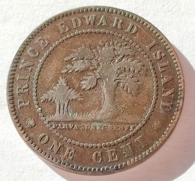 321. Moneda Insula Printului Edward 1 cent 1871 foto