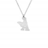 Aria - Colier personalizat cu litera si fluturas din argint 925, Bijubox