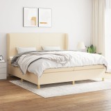 Cumpara ieftin Pat box spring cu saltea, crem, 200x200 cm, textil
