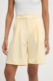 Answear Lab pantaloni scurti culoarea galben, neted, high waist