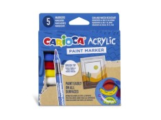 Marker cu vopsea acrilica si varf pensula Carioca 5 buc/set