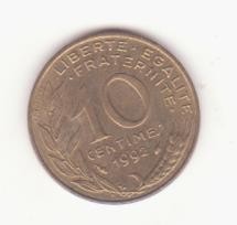 Franța 10 centimes 1992 foto