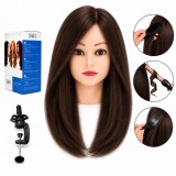 Cap de manechin profesional pentru coafură, cu păr natural, 40 cm, cu stativ