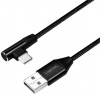 Cablu USB 2.0 A mufa - USB Type C mufa in unghi 1m negru LOGILINK CU0138