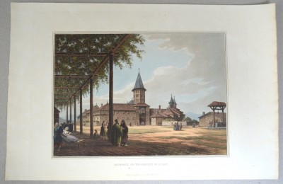 Luigi Mayer &amp;quot;Intrarea in Manastirea Sfanta Maria&amp;quot; aquatinta1809 foto